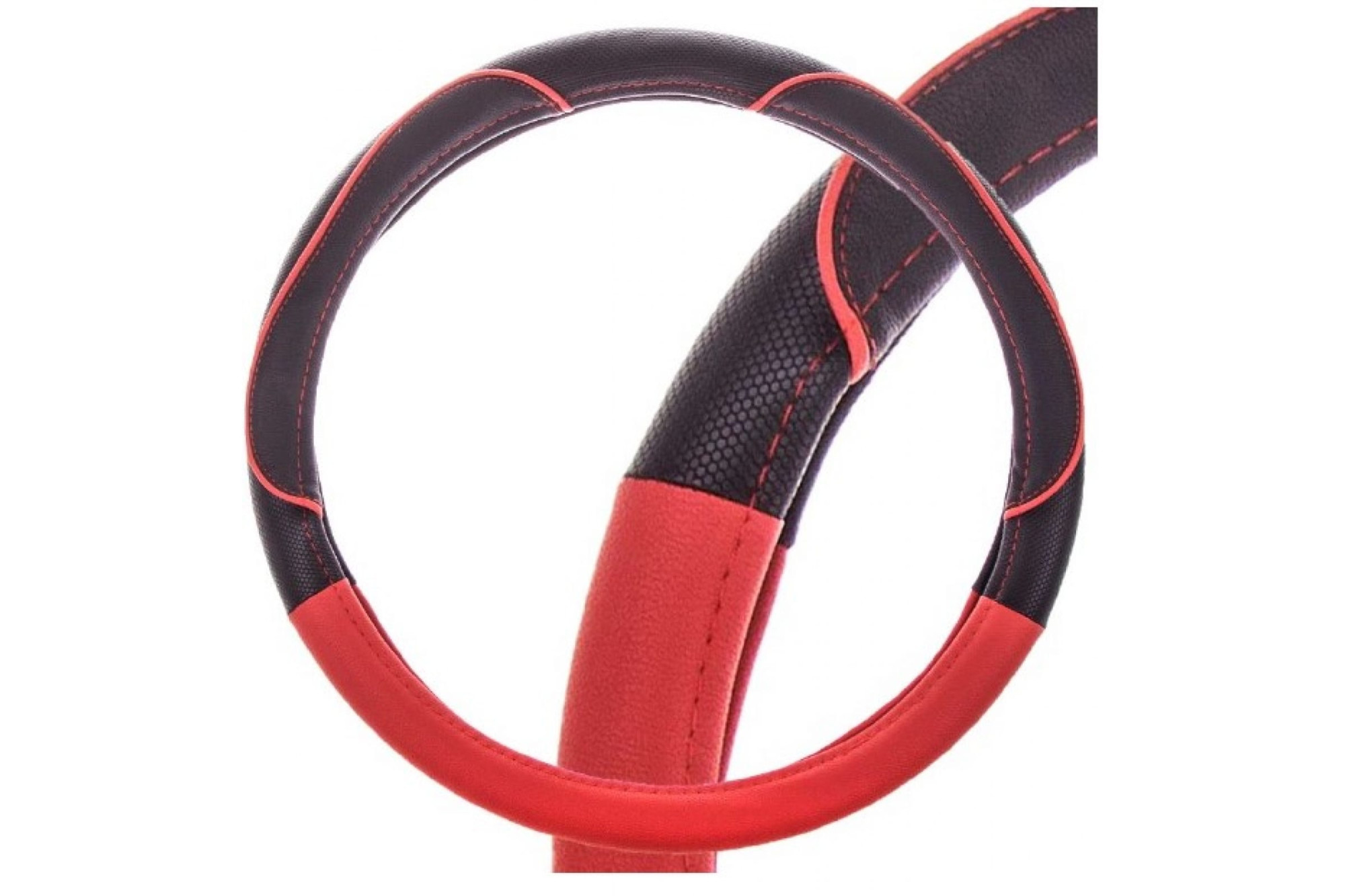 Оплетка SKYWAY  экокожа М Design Combo-5 Черная/красная